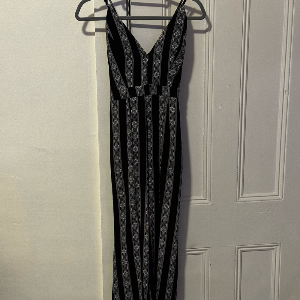 Elegant Black and Gray Striped Women's Romper